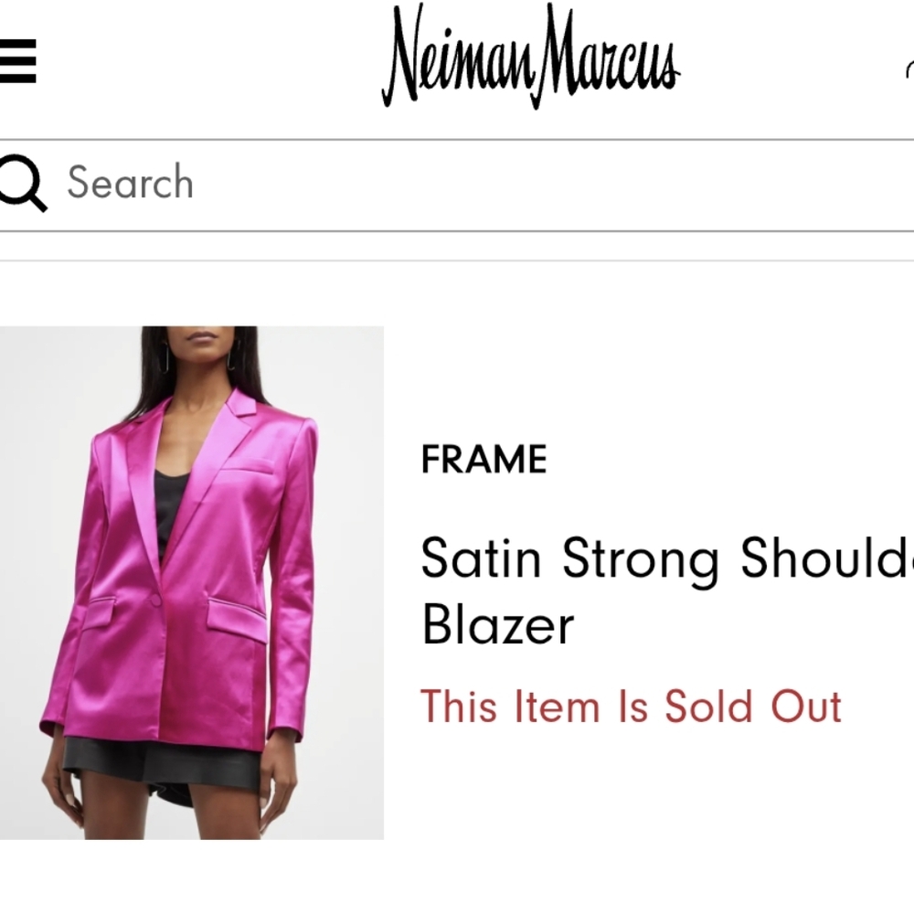 Frame Denim Strong Shoulder Magenta Satin Blazer Size XS NWT